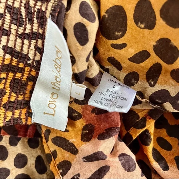 Love The Label Anthropologie Zuri Top Dotted Leopard Ruffle Button Shirt L - Picture 13 of 15